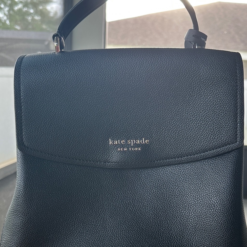 kate spade Black Pebbled Leather Top-Handle Backpack - Picture 2 of 14
